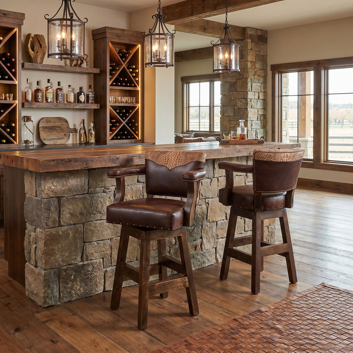 Aryanna Western Leather Bar Stool