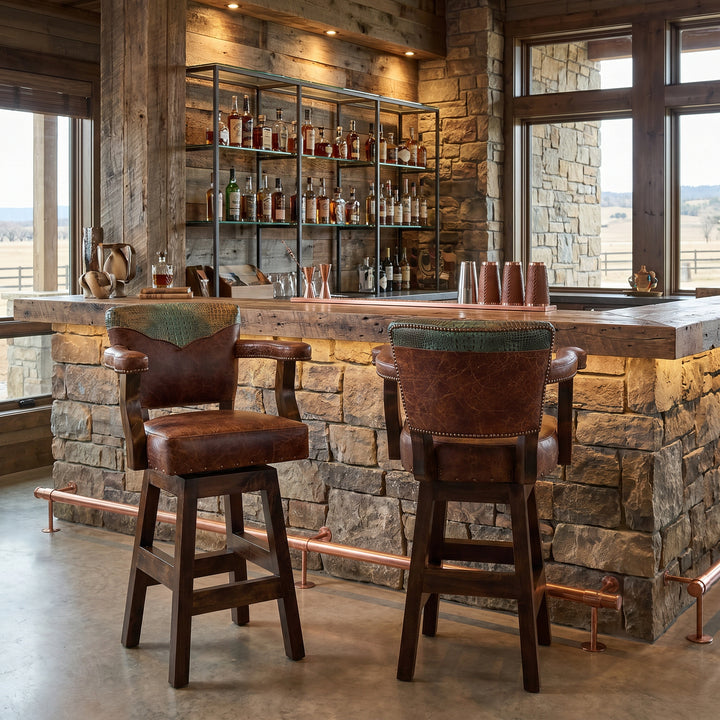Dryland Western Leather Bar Stool