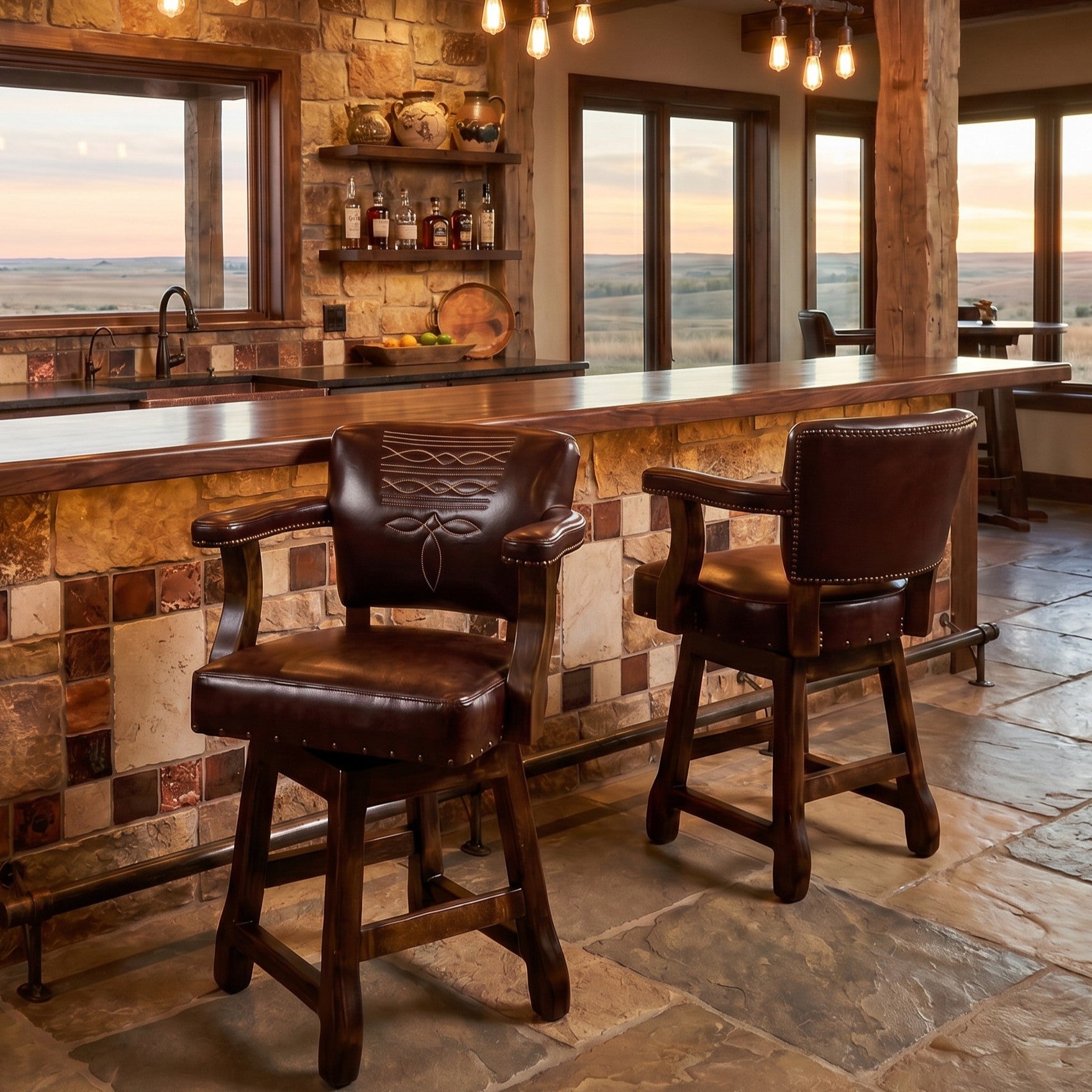 Luchese Leather Boot Stitch Bar Stool – Hat Creek Interiors