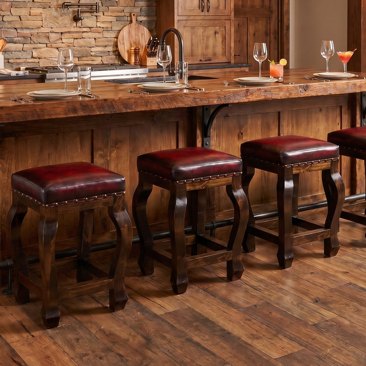 Andres Red Leather Stool