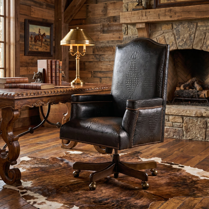 Barrett Black Croc Leather Office Chair