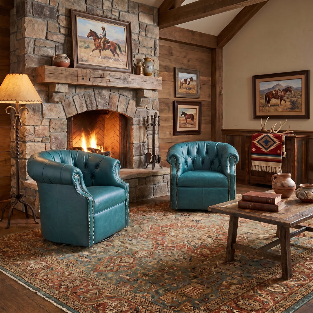 Kingman Turquoise Leather Thinking Chair