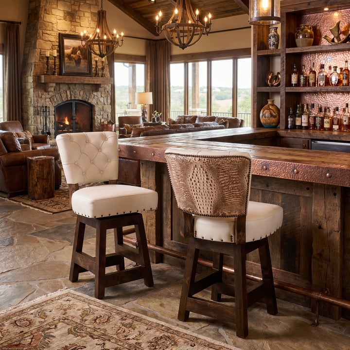 Rio Blanco Western Leather Bar Stool