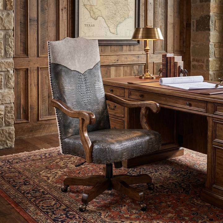 Blue Denim Leather Office Chair