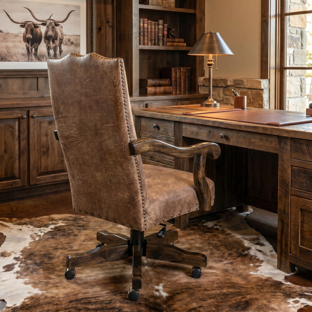 Rawhide Boot Stitch Leather Office Chair