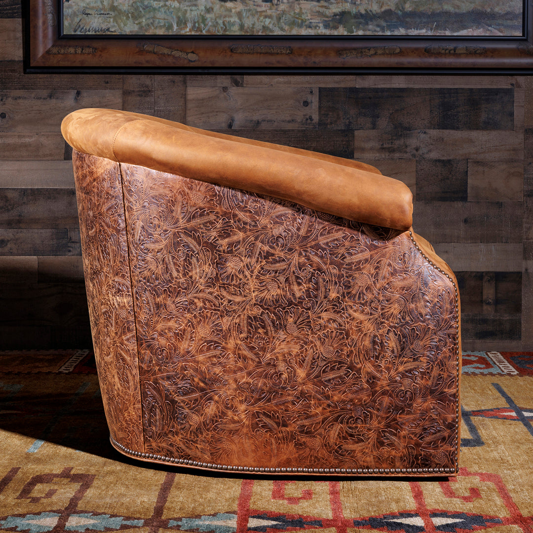 Custer Tobacco Leather Swivel Chair