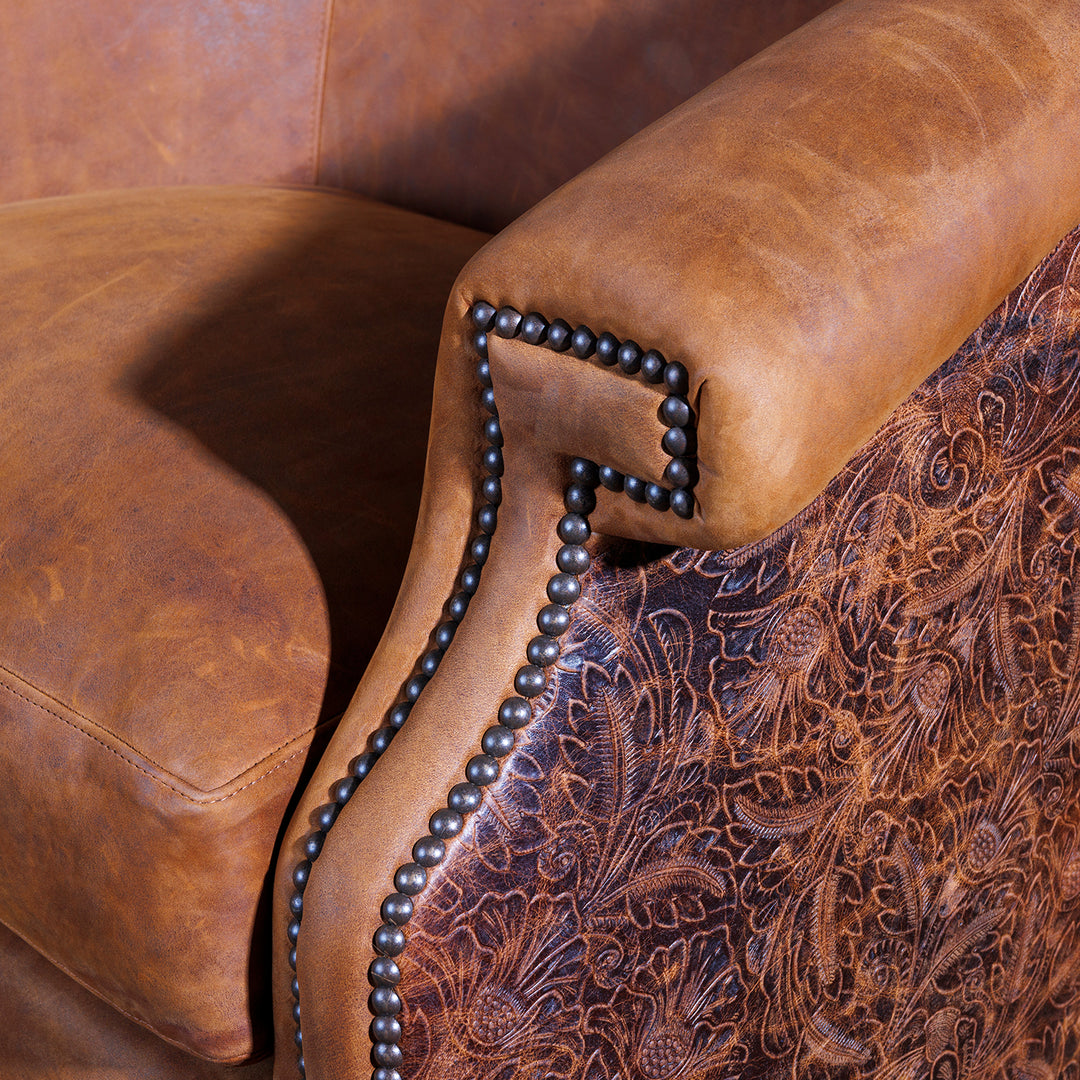 Custer Tobacco Leather Swivel Chair