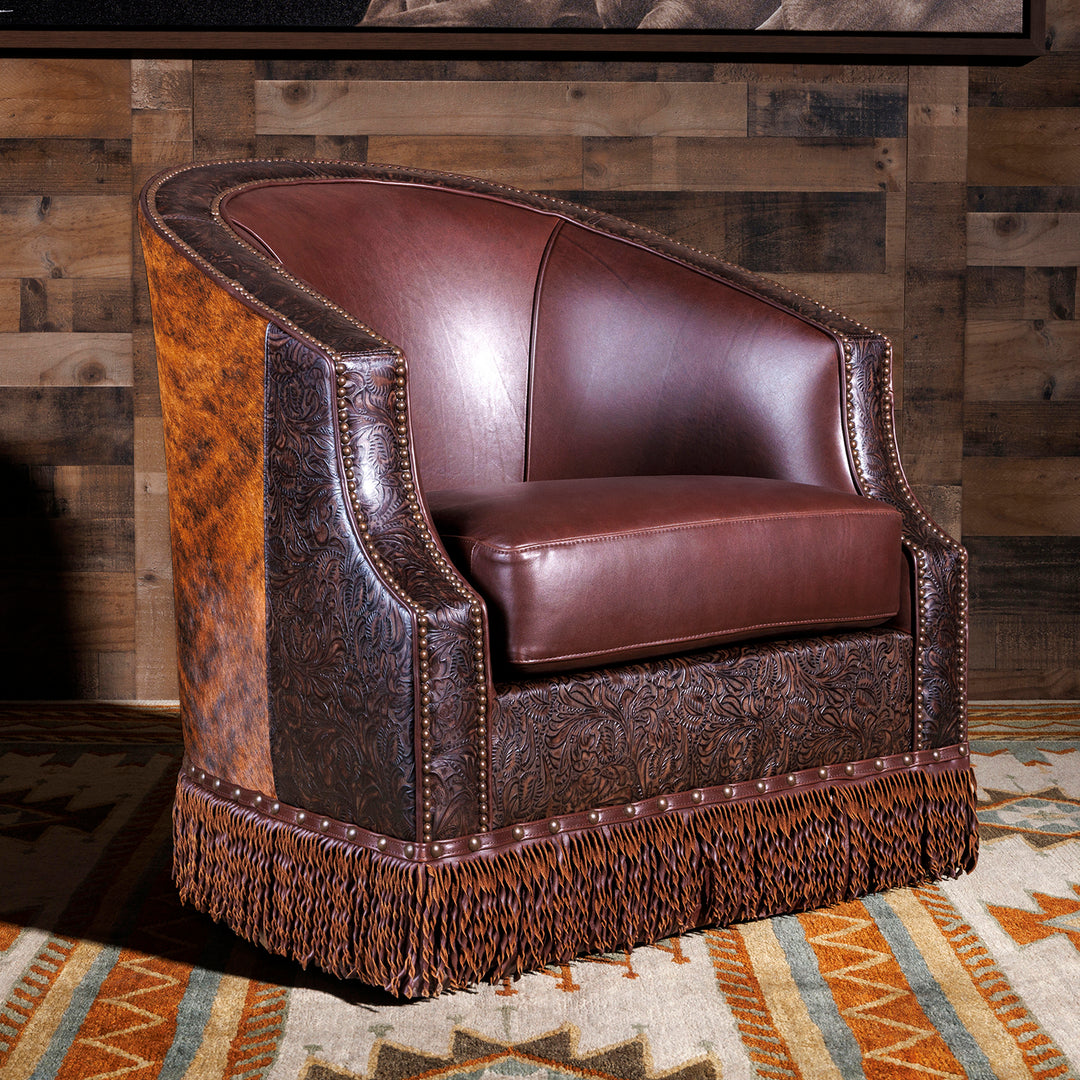 western cowhide swivel chair