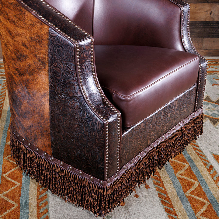 western cowhide swivel chair