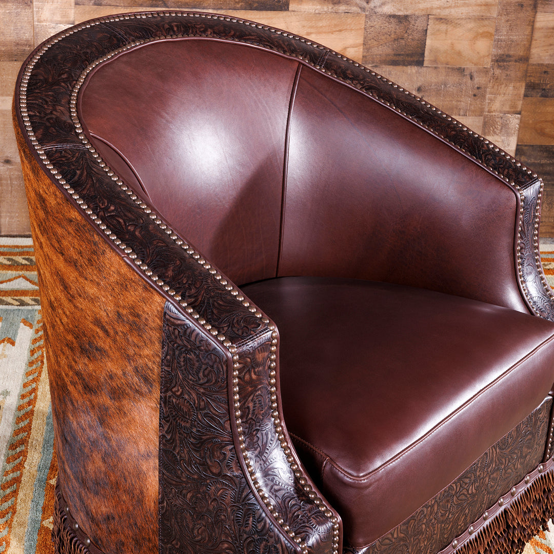 western cowhide swivel chair