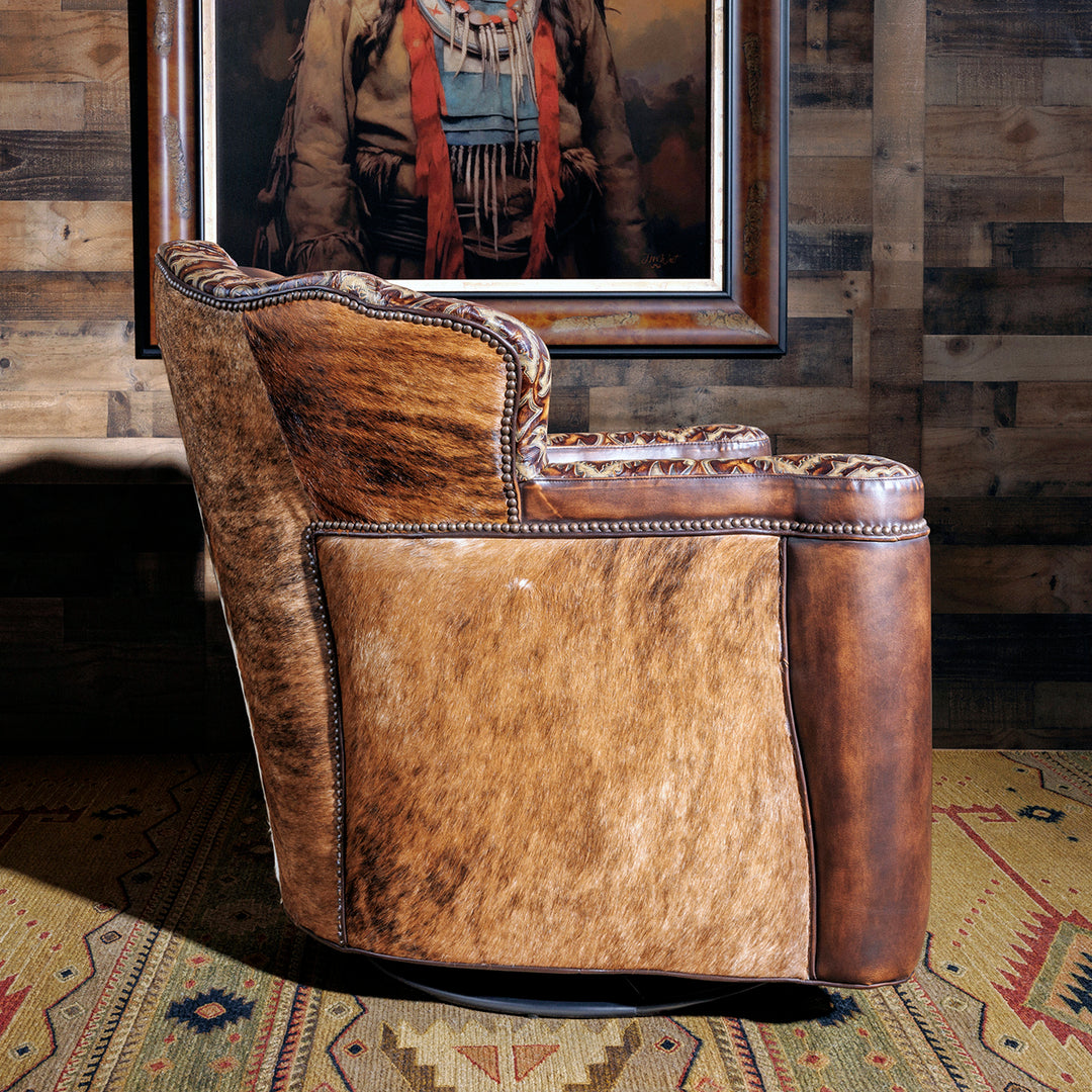 Cortina Cafe Leather Western Swivel Chair