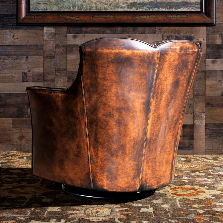 Tomball Tufted Leather Swivel Chair