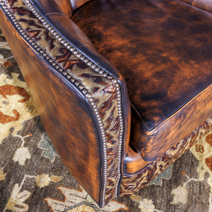 Tomball Tufted Leather Swivel Chair