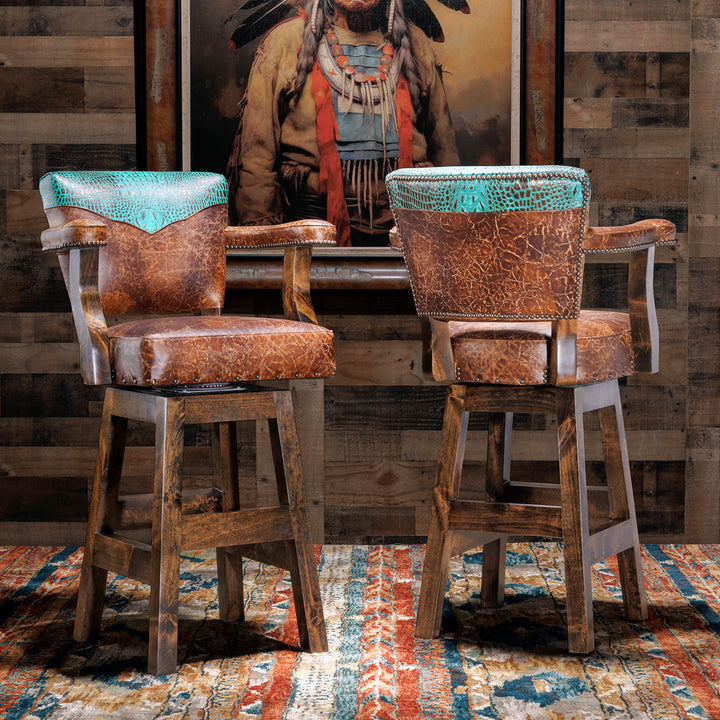 Dryland Western Leather Bar Stool