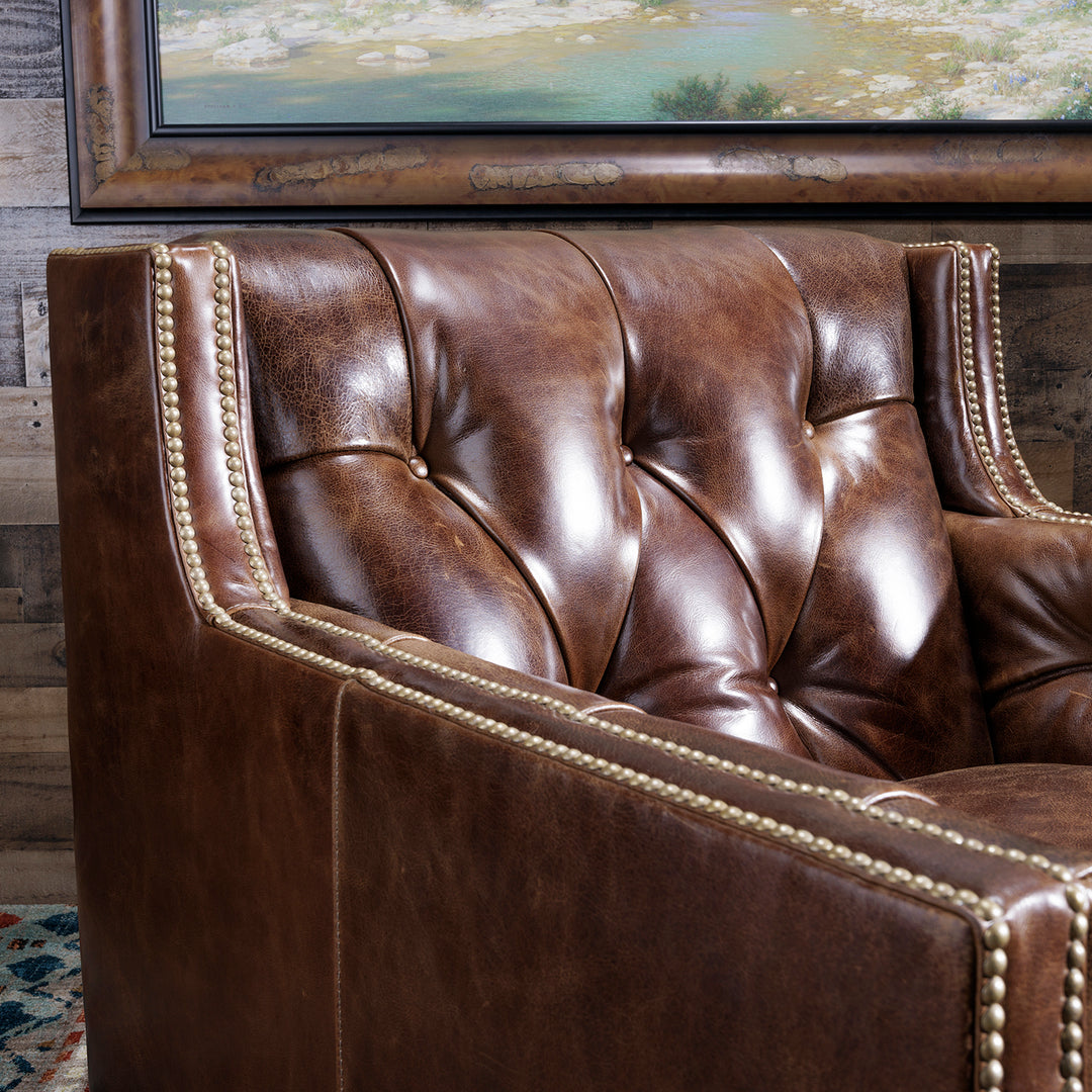 Adler Tufted Leather Swivel Chair