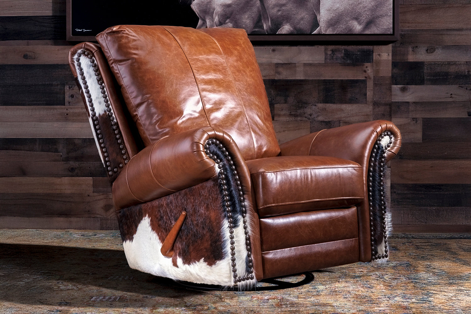 western cowhide recliners