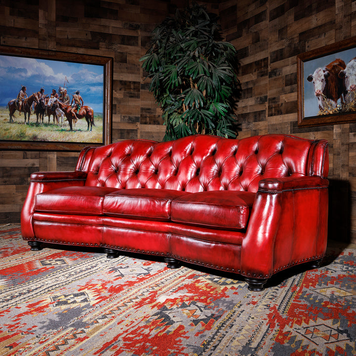 Toro Red Leather Sofa