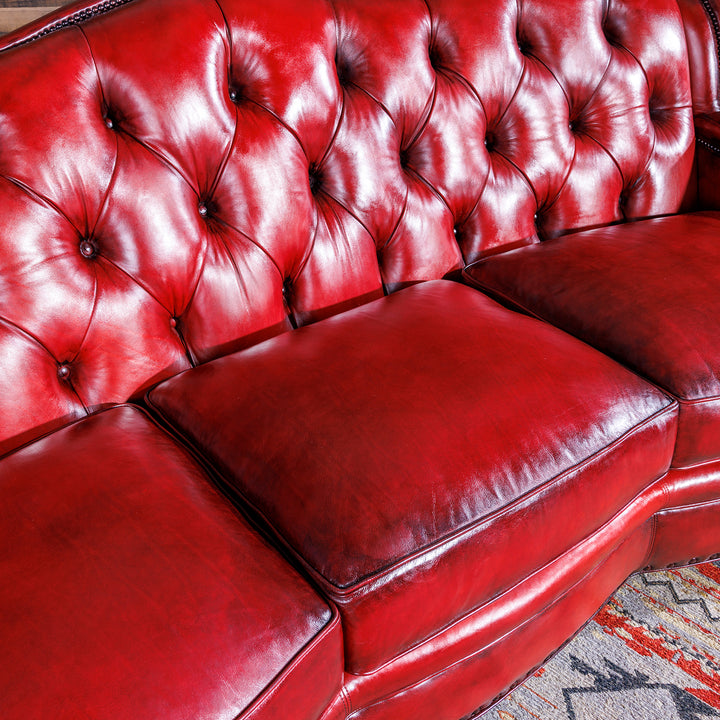 Toro Red Leather Sofa