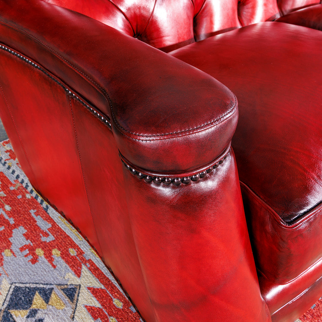 Toro Red Leather Sofa