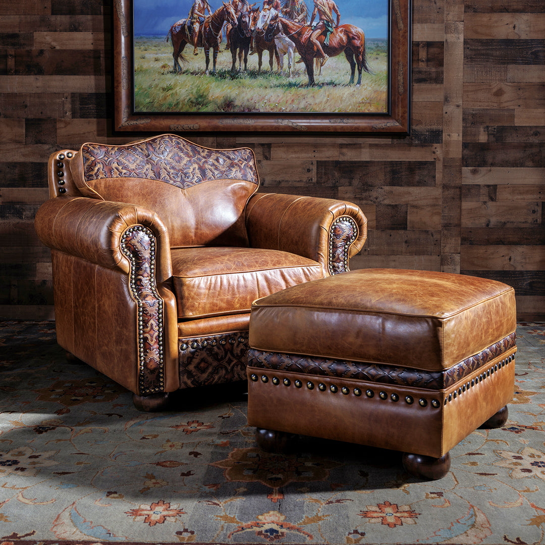 Bosque Western Leather Chair and Ottoman