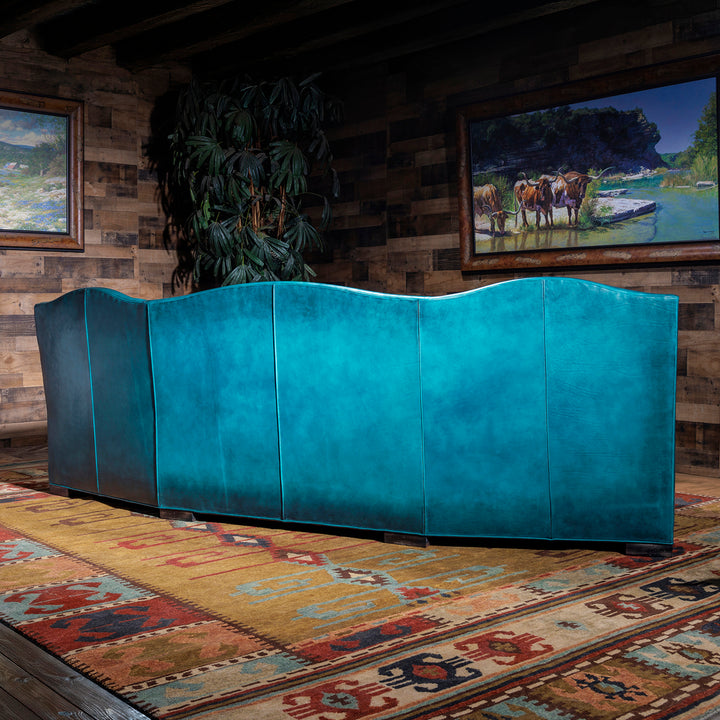 Barton Turquoise Leather Sofa