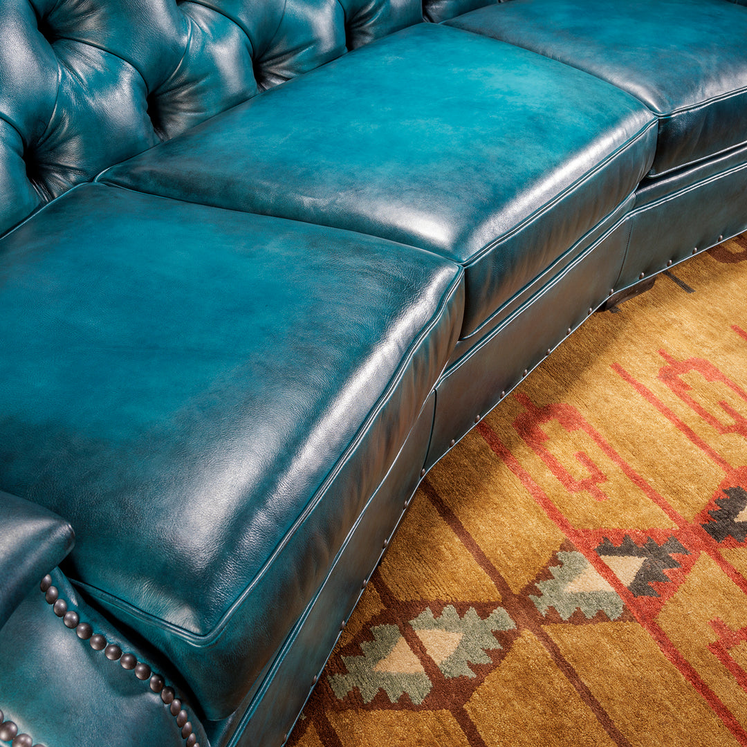 Barton Turquoise Leather Sofa