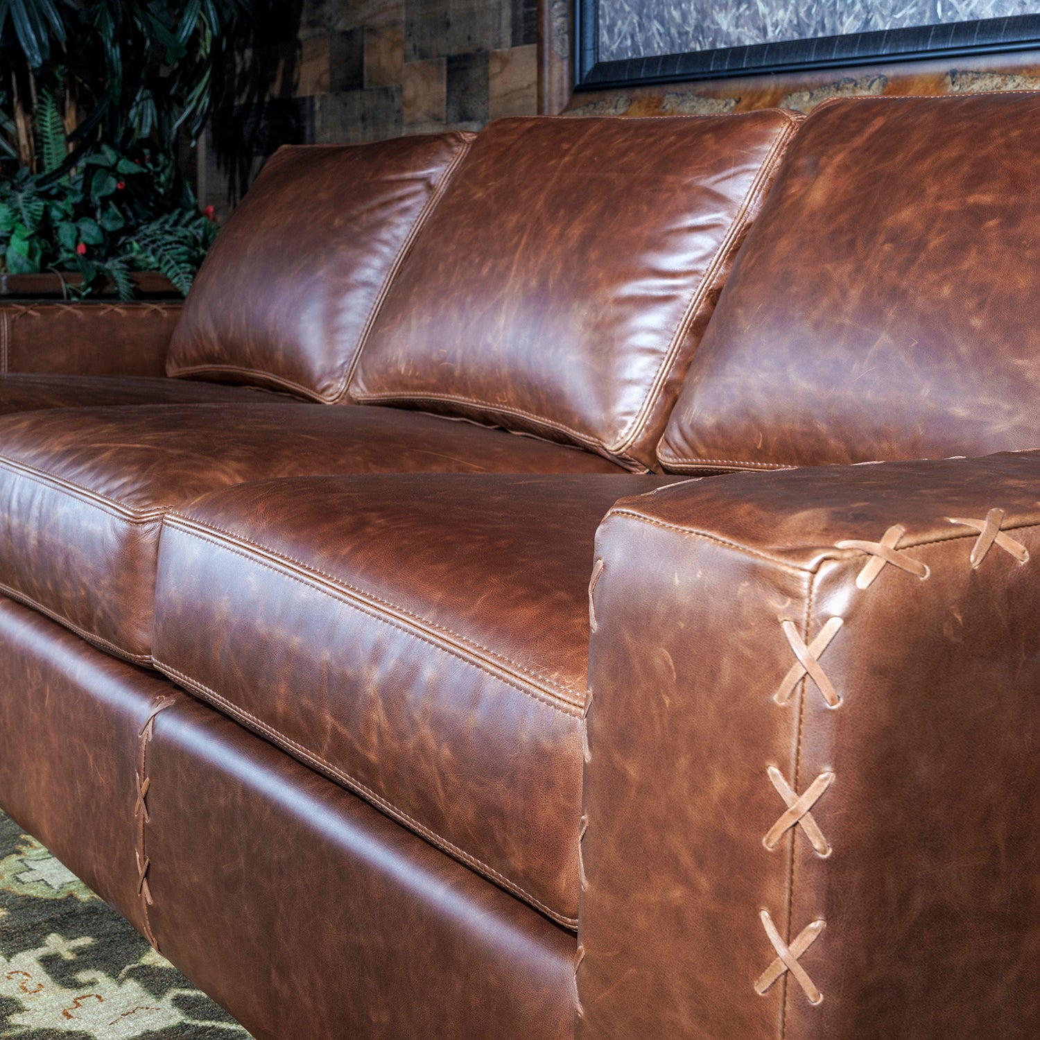 Hill Country Whipstitch Leather Sofa | Hill Country Furniture