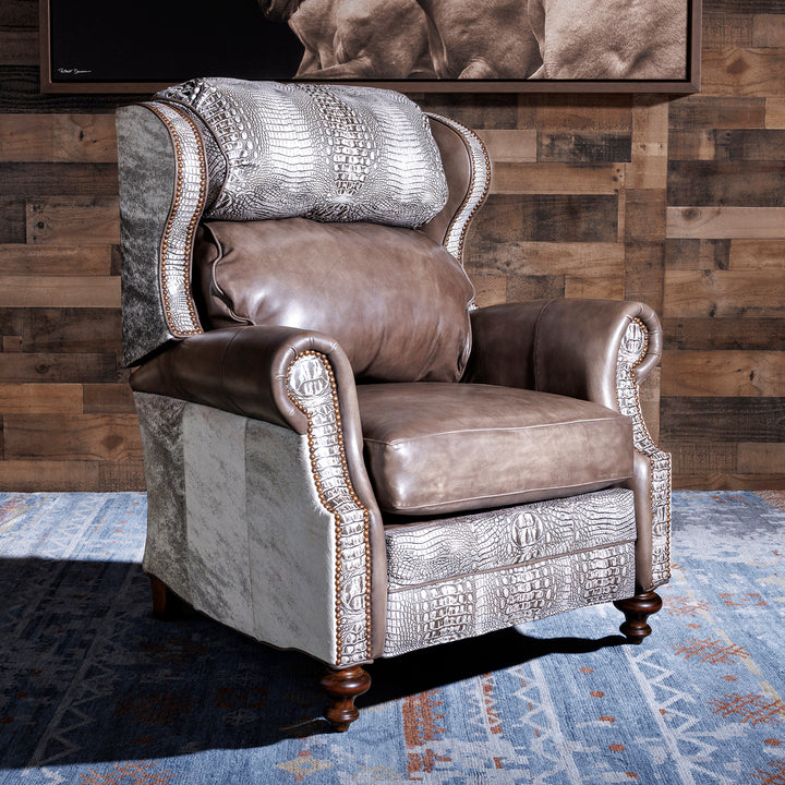 Gray Western Leather Recliner