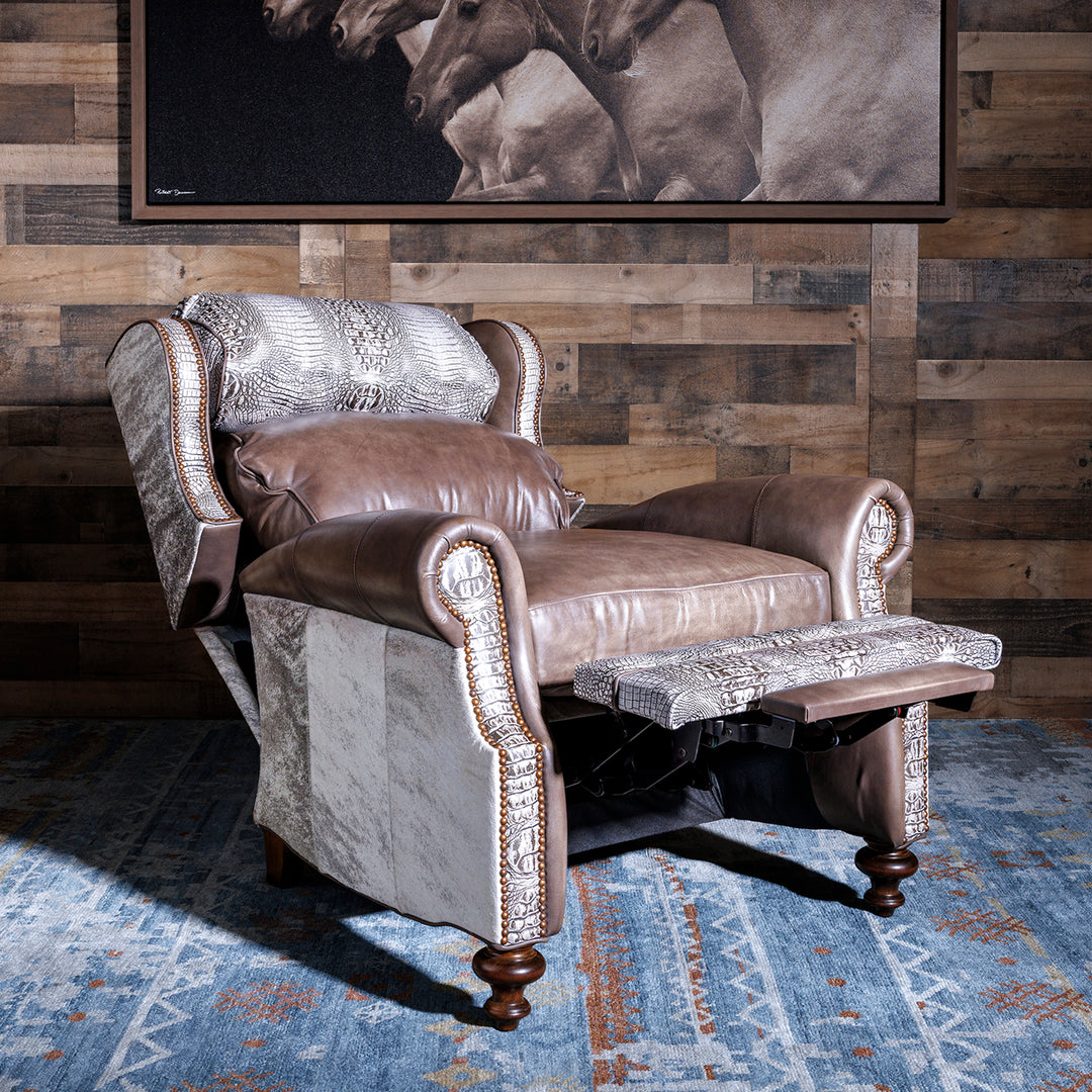 Gray Western Leather Recliner