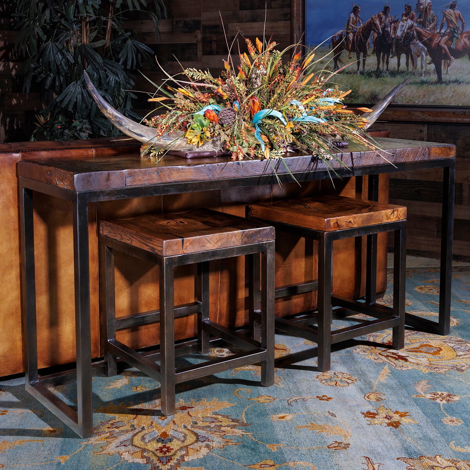Console Eith Stools Old Mill Console Table (Stools Sold Separately) – Hat Creek Interiors