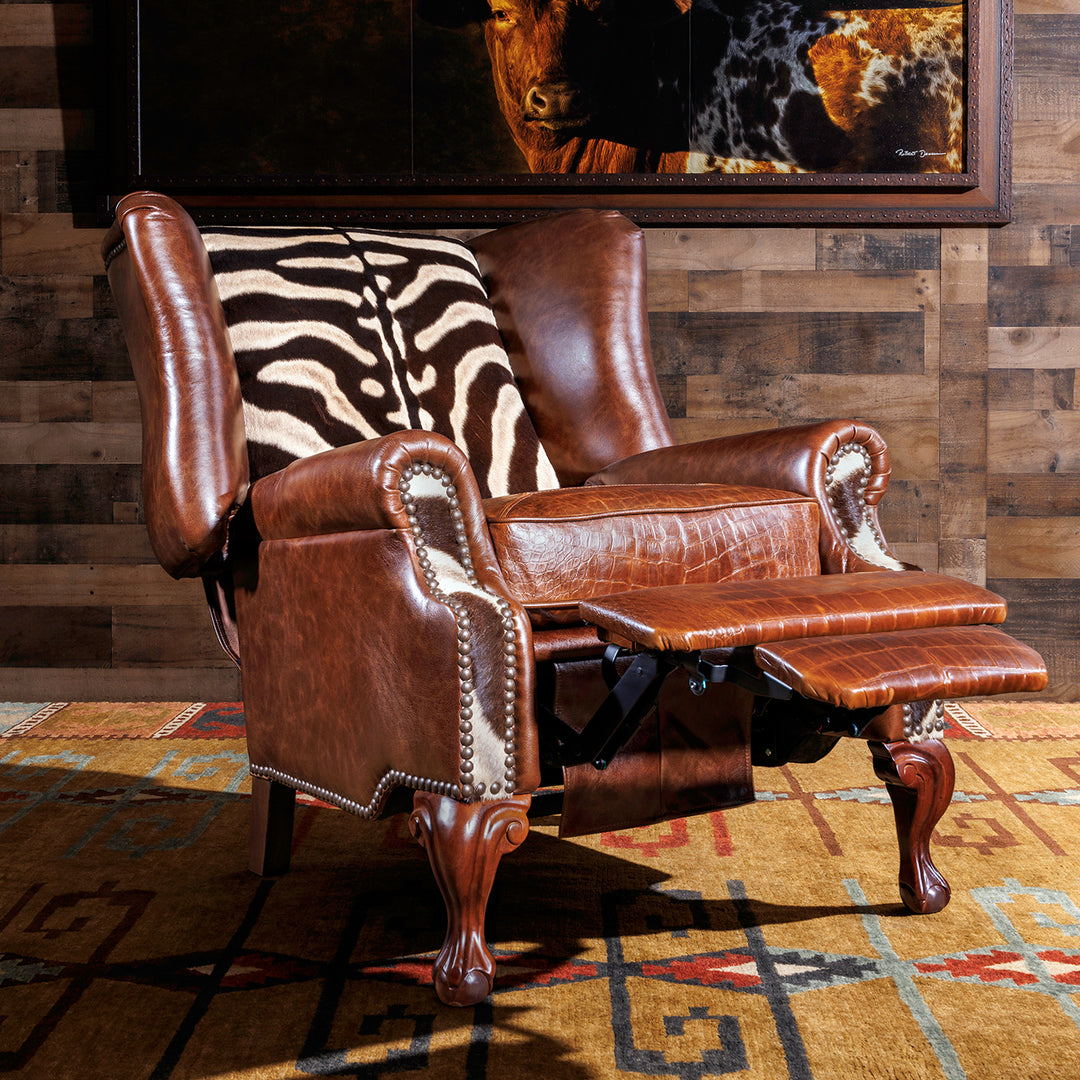 Exotic Zebra Wingback Recliner Exotic Leather Recliners – Hat