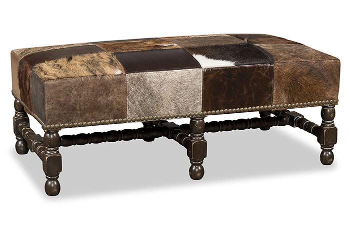 Constantine Leather/Cowhide Patchwork Ottoman