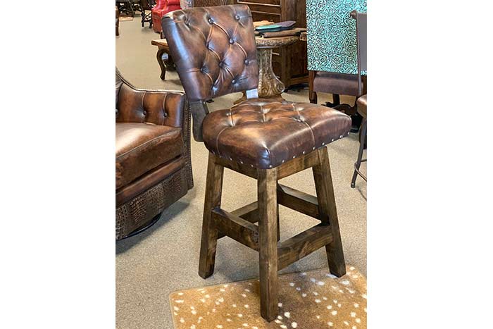 Chisum Armless Leather Barstool with Brown Gator