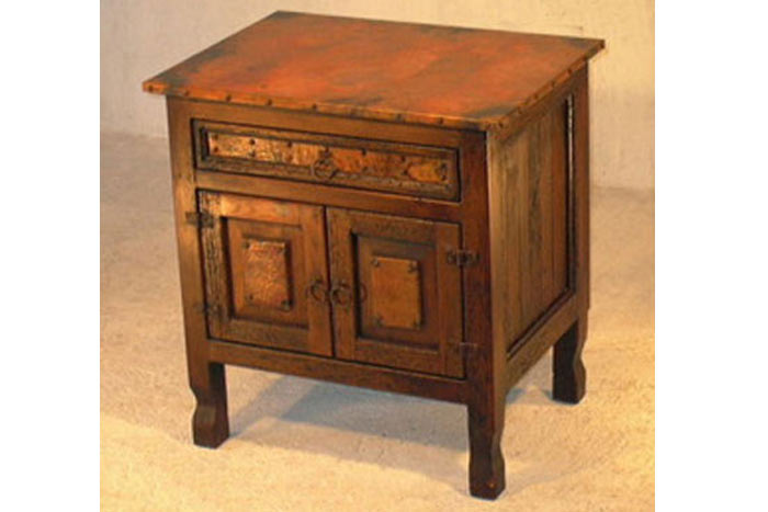 Country Nightstand with Copper