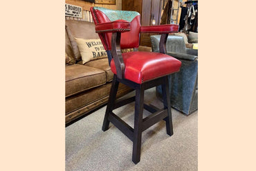 Maribel Leather Bar Stool With Red Leather & Turquoise Accents