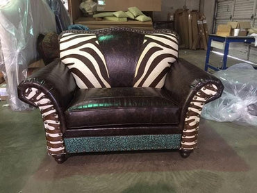 Western Royalty Chair and a Half - Zebra
