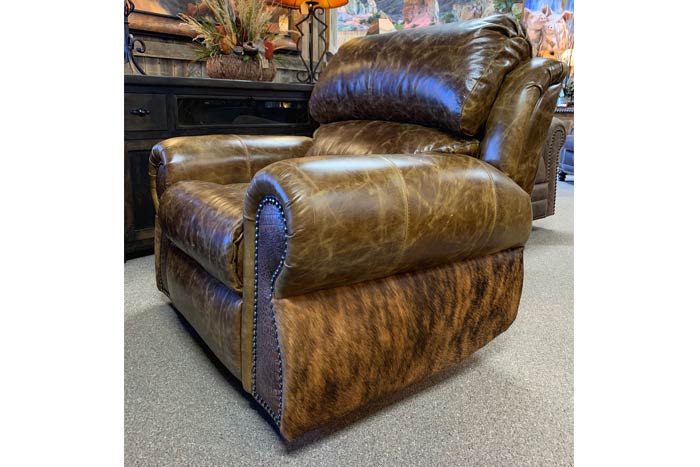 Coralino Swivel-Glider Recliner with Cowhide and Gator Leather Recliner