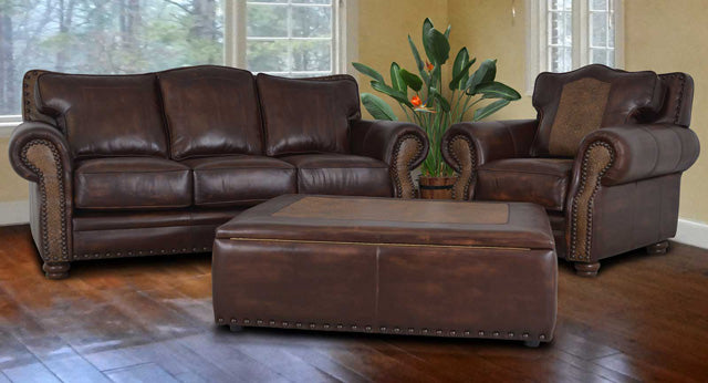 Katy Sofa With Tooled Leather