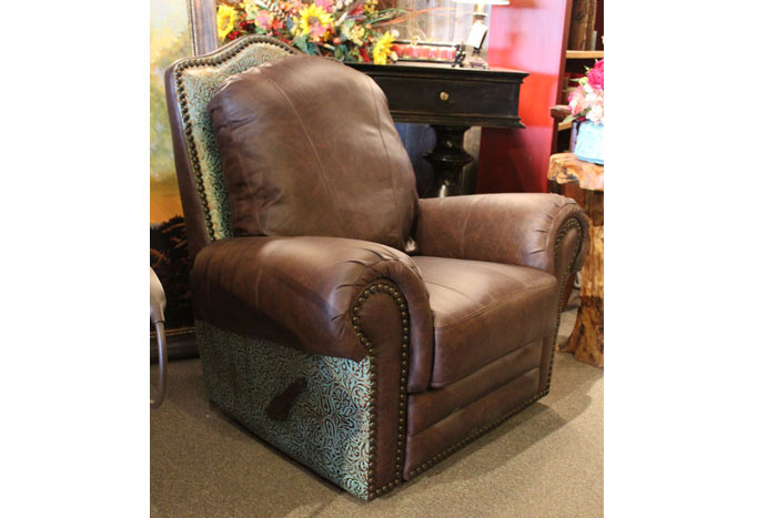 El Patron Recliner - Turquoise Tooled Leather