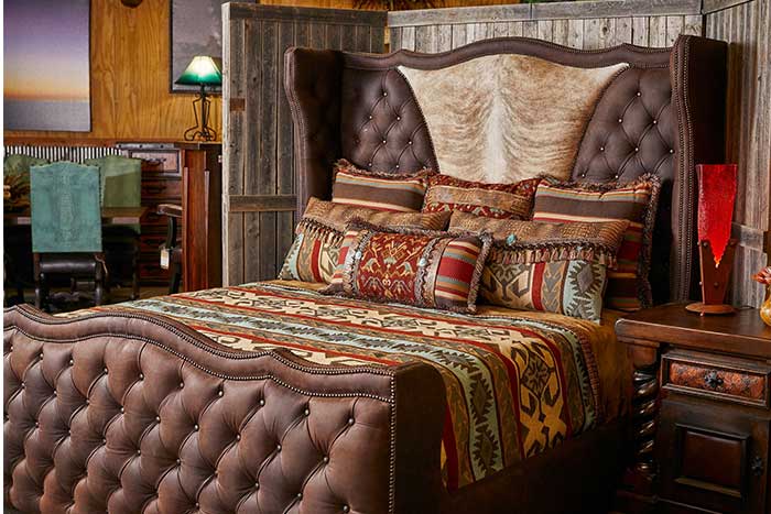 Frontier Tufted Leather Bed