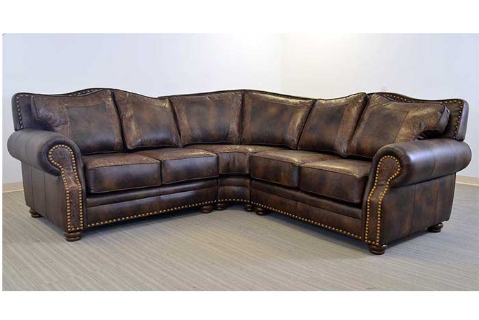 Katy Sectional with Tooled Leather