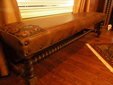 Tooled Leather Bench