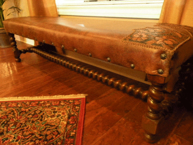 Tooled Leather Bench