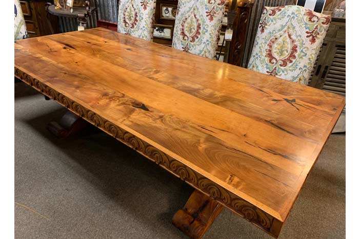 Upscale Carved Mesquite Dining Table | Rustic 8' Dining Room Table ...