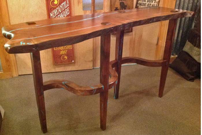 Mesquite Sofa Table w/ Turquoise Inlay