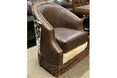 Leather Swivel Chair with Cowhide and Ostrich Embossed Leather