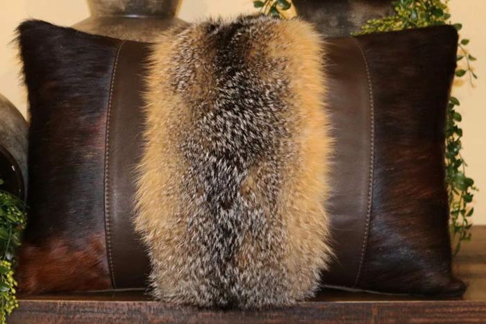 Fox Fur and Cowhide Pillow