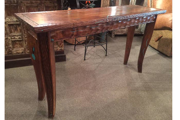 Mesquite Console Table W/ Turquoise Inlay