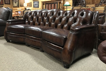 Toro Chocolate Tufted Leather Sofa