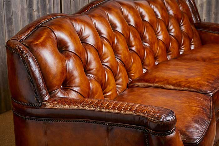 Saddle Burnished Leather Sofa